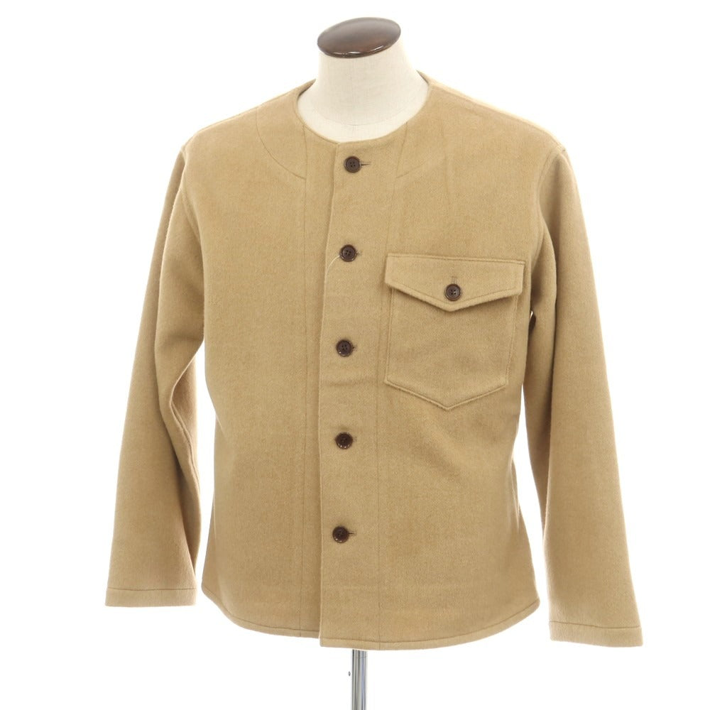 【中古】ラ テッラ LA TERRA ウール ノーカラージャケット ベージュ【サイズ表記なし（L位）】【 状態ランクA 】【 メンズ 】[DPD]