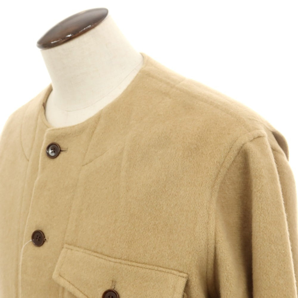 【中古】ラ テッラ LA TERRA ウール ノーカラージャケット ベージュ【 表記なし(L位) 】【 状態ランクA 】【 メンズ 】