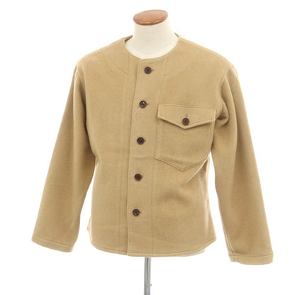 【中古】ラ テッラ LA TERRA ウール ノーカラージャケット ベージュ【 表記なし（M位） 】【 状態ランクA 】【 メンズ 】