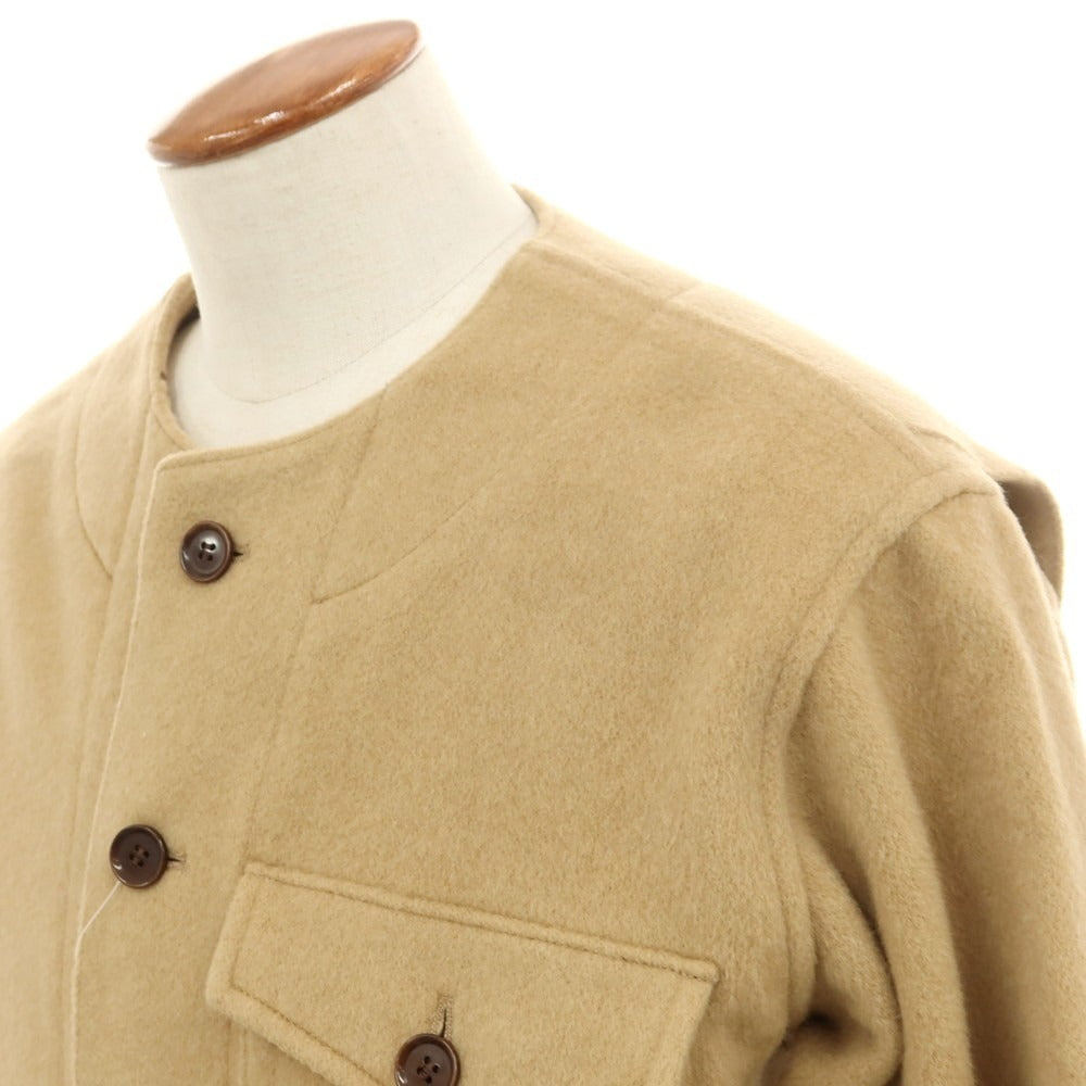 【中古】ラ テッラ LA TERRA ウール ノーカラージャケット ベージュ【 表記なし（M位） 】【 状態ランクA 】【 メンズ 】