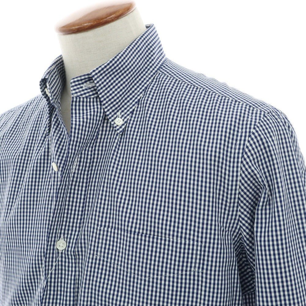 【中古】メイカーズシャツ カマクラ Makers Shirt 鎌倉 コットン ギンガムチェック ボタンダウン ドレスシャツ ネイビーxホワイト【 40 】【 状態ランクB 】【 メンズ 】