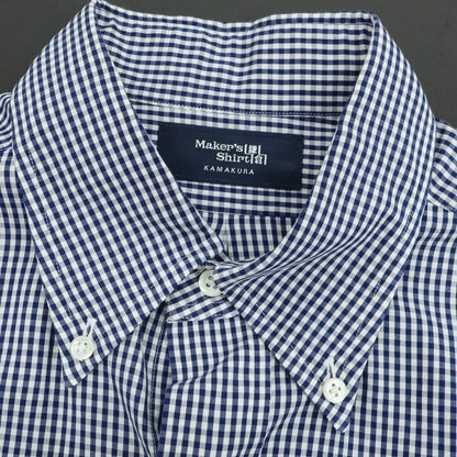 【中古】メイカーズシャツ カマクラ Makers Shirt 鎌倉 コットン ギンガムチェック ボタンダウン ドレスシャツ ネイビーxホワイト【 40 】【 状態ランクB 】【 メンズ 】