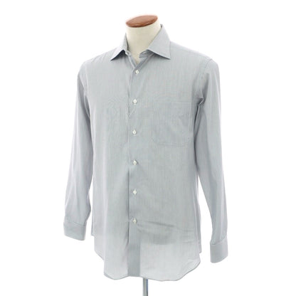 【中古】メイカーズシャツ カマクラ Makers Shirt 鎌倉 コットン ストライプ セミワイドカラー ドレスシャツ ホワイトxネイビー【 表記なし（M位） 】【 状態ランクB 】【 メンズ 】