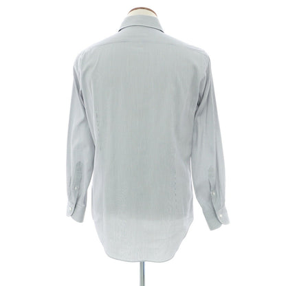 【中古】メイカーズシャツ カマクラ Makers Shirt 鎌倉 コットン ストライプ セミワイドカラー ドレスシャツ ホワイトxネイビー【 表記なし（M位） 】【 状態ランクB 】【 メンズ 】