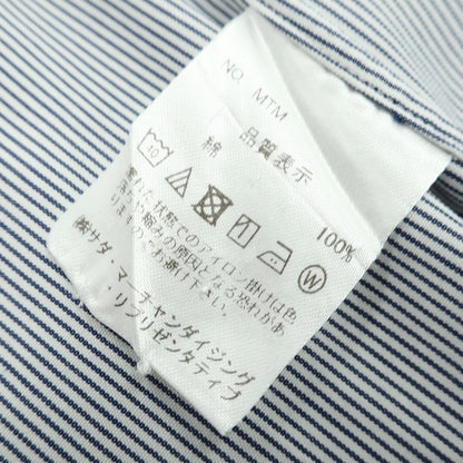 【中古】メイカーズシャツ カマクラ Makers Shirt 鎌倉 コットン ストライプ セミワイドカラー ドレスシャツ ホワイトxネイビー【 表記なし（M位） 】【 状態ランクB 】【 メンズ 】