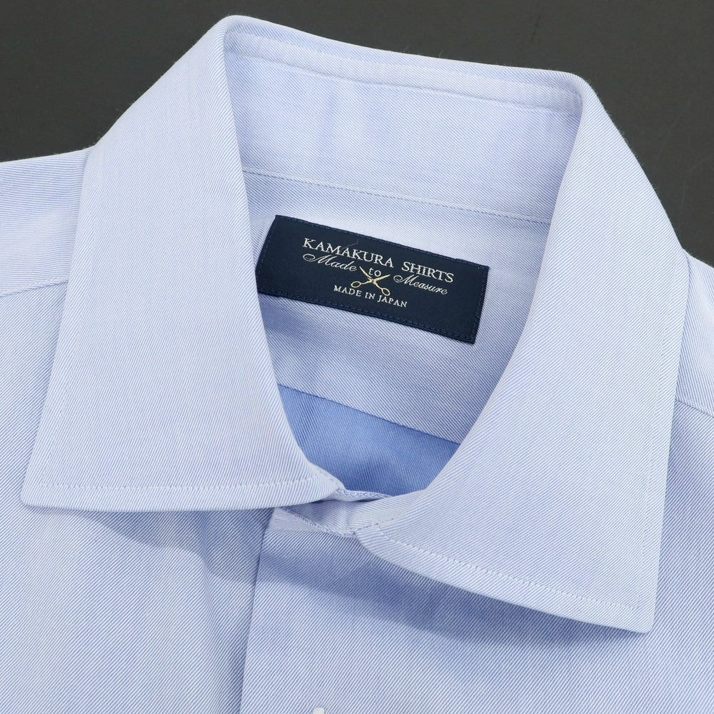 【中古】メイカーズシャツ カマクラ Makers Shirt 鎌倉 コットン セミワイドカラー ドレスシャツ ライトブルー【 表記なし（M位） 】【 状態ランクC 】【 メンズ 】 [DPD]