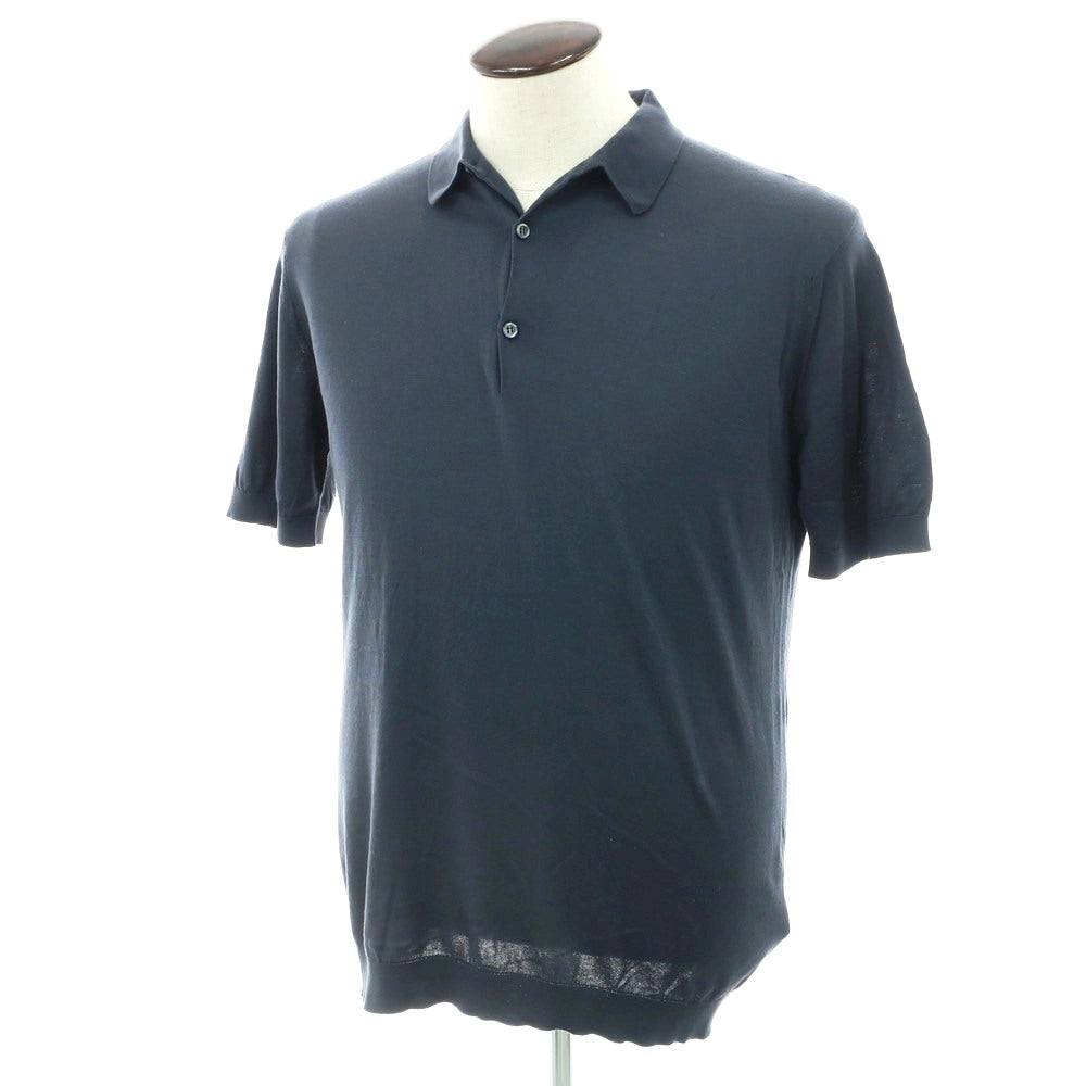 [Used] John Smedley JOHN SMEDLEY High gauge Sea Island cotton short sleeve polo knit dark grayish green [L] [Condition rank B] [Men&
