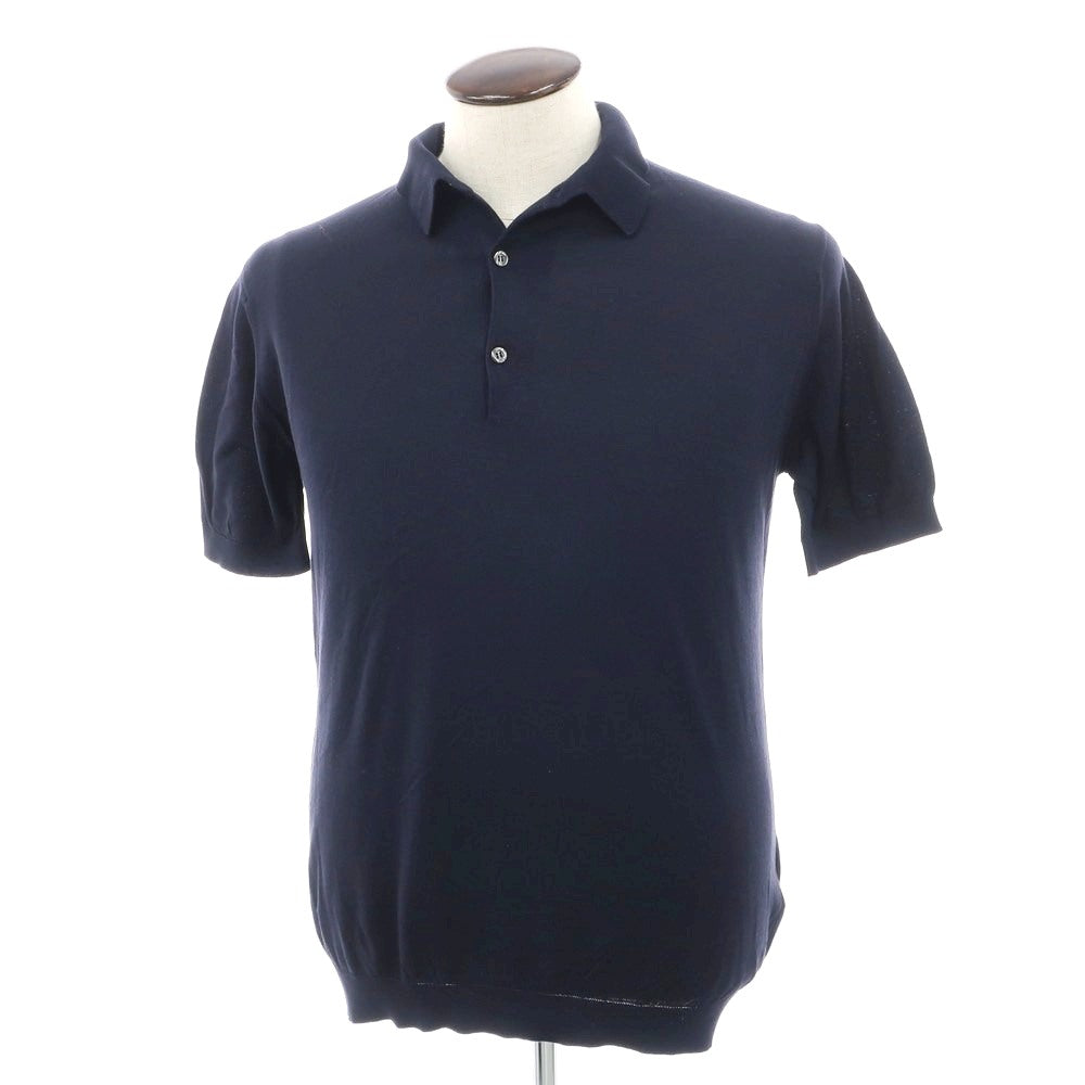 [Used] John Smedley JOHN SMEDLEY High gauge Sea Island cotton short sleeve polo knit dark navy [L] [Condition rank B] [Men&