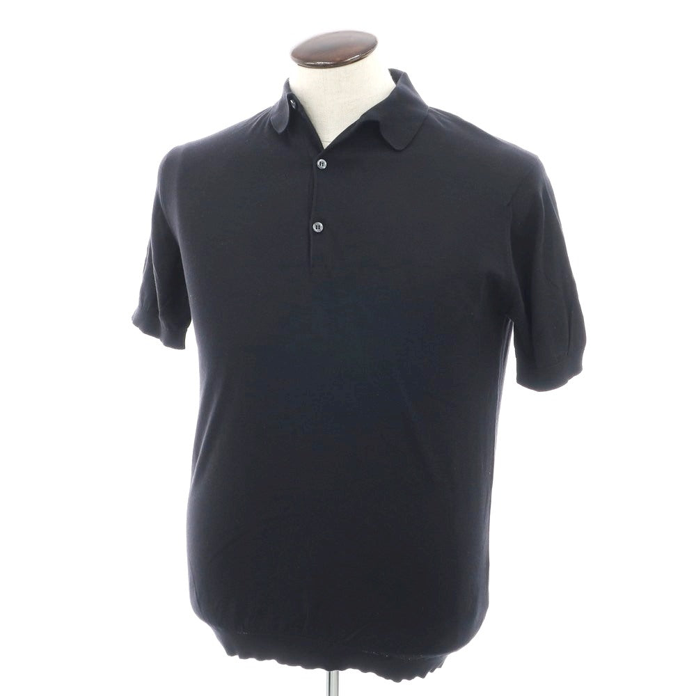 [Used] John Smedley JOHN SMEDLEY High gauge Sea Island cotton short sleeve polo knit black [L] [Condition rank B] [Men&