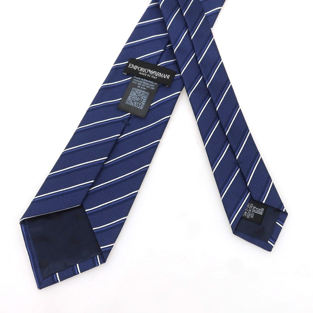[Used] Emporio Armani EMPORIO ARMANI Silk Striped Tie Navy x White [Condition Rank B] [Men&