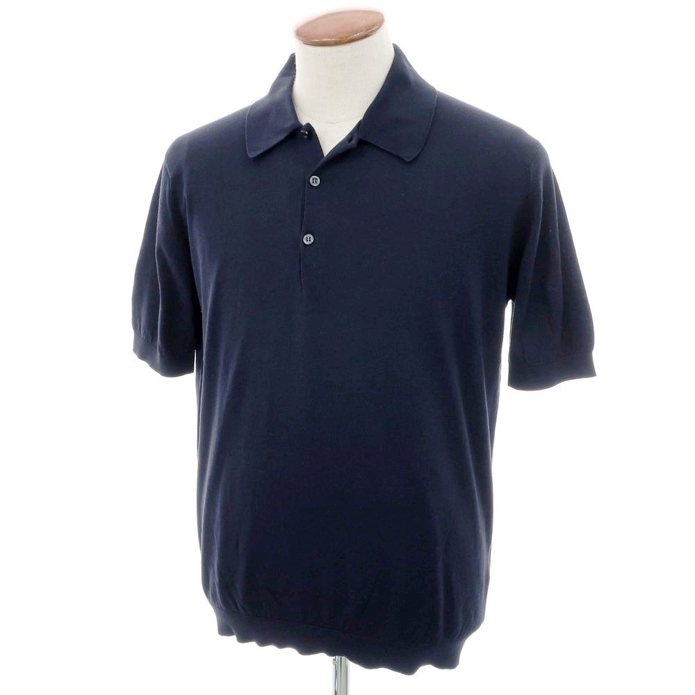 [Used] John Smedley JOHN SMEDLEY High gauge Sea Island cotton short sleeve polo knit navy [M] [Condition rank A] [Men&
