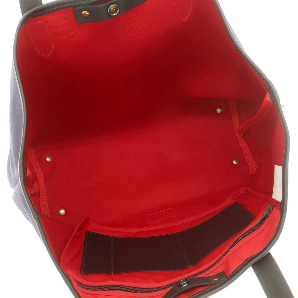 【中古】クルーツ CROOTS ゴム引きコットン トートバッグ ネイビーxブラウン【 状態ランクA 】【 メンズ 】