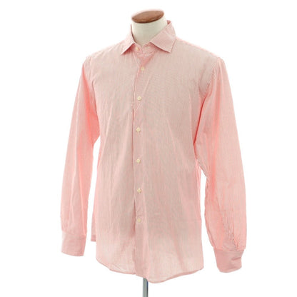 【中古】グランシャツ Glanshirt コットン ストライプ セミワイドカラー カジュアルシャツ レッドxホワイト【 40 】【 状態ランクB 】【 メンズ 】