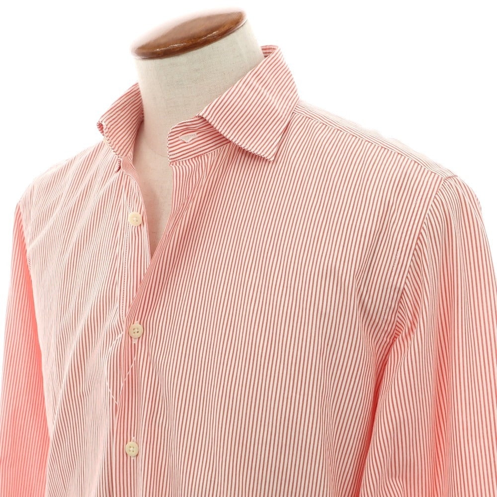 【中古】グランシャツ Glanshirt コットン ストライプ セミワイドカラー カジュアルシャツ レッドxホワイト【 40 】【 状態ランクB 】【 メンズ 】
