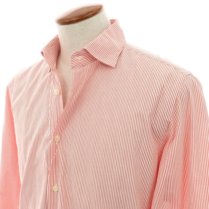 【中古】グランシャツ Glanshirt コットン ストライプ セミワイドカラー カジュアルシャツ レッドxホワイト【 40 】【 状態ランクB 】【 メンズ 】