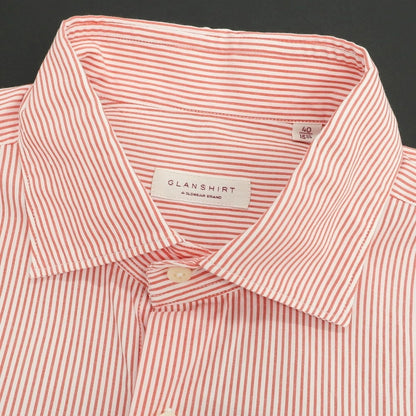 【中古】グランシャツ Glanshirt コットン ストライプ セミワイドカラー カジュアルシャツ レッドxホワイト【 40 】【 状態ランクB 】【 メンズ 】
