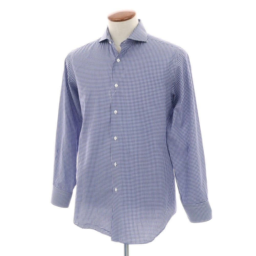 【中古】メイカーズシャツ カマクラ Makers Shirt 鎌倉 コットン ギンガムチェック ホリゾンタルカラー カジュアルシャツ ブルーxホワイト【 表記なし（M位） 】【 状態ランクC 】【 メンズ 】