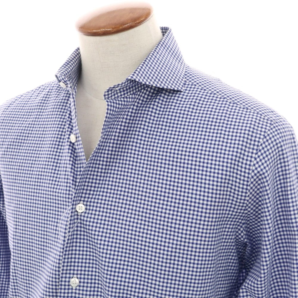 【中古】メイカーズシャツ カマクラ Makers Shirt 鎌倉 コットン ギンガムチェック ホリゾンタルカラー カジュアルシャツ ブルーxホワイト【 表記なし（M位） 】【 状態ランクC 】【 メンズ 】