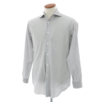 【中古】メイカーズシャツ カマクラ Makers Shirt 鎌倉 コットン ギンガムチェック ワイドカラー カジュアルシャツ グレーxホワイト【 表記なし（M位） 】【 状態ランクC 】【 メンズ 】