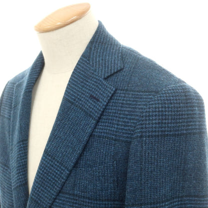 【中古】ブリッラ ペル イル グスト Brilla per il gusto ウールカシミヤ チェック テーラードジャケット グリーンブルーxネイビー【 42 】【 状態ランクB 】【 メンズ 】