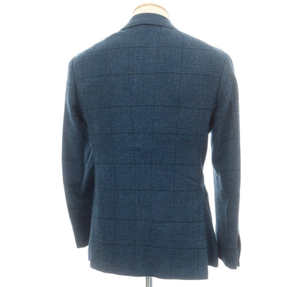【中古】ブリッラ ペル イル グスト Brilla per il gusto ウールカシミヤ チェック テーラードジャケット グリーンブルーxネイビー【 42 】【 状態ランクB 】【 メンズ 】