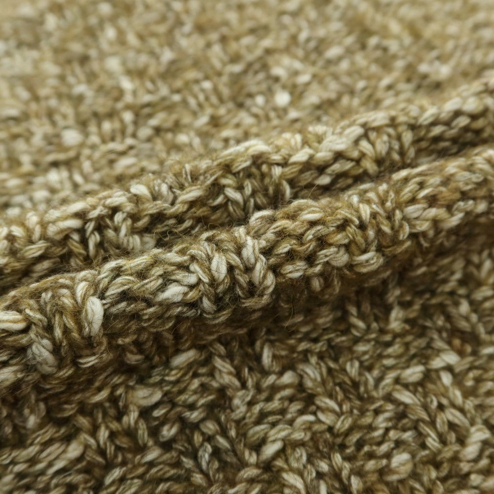 【中古】セッテフィーリ カシミア Settefili Cashmere アルパカ混コットン クルーネック プルオーバーニット カーキxホワイト【サイズ46】【 状態ランクB 】【 メンズ 】[DPD]