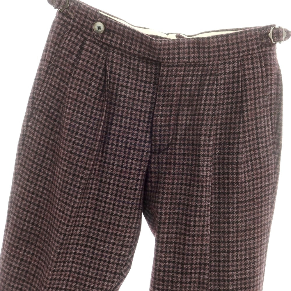 【中古】【未使用】ジーティーアー G.T.A HERRICK ウールポリエステル チェック ドレススラックスパンツ パープルxブラック【 44 】【 状態ランクS 】【 メンズ 】