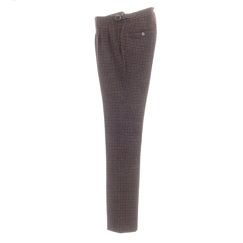 【中古】【未使用】ジーティーアー G.T.A HERRICK ウールポリエステル チェック ドレススラックスパンツ パープルxブラック【サイズ44】【 状態ランクS 】【 メンズ 】[DPD]
