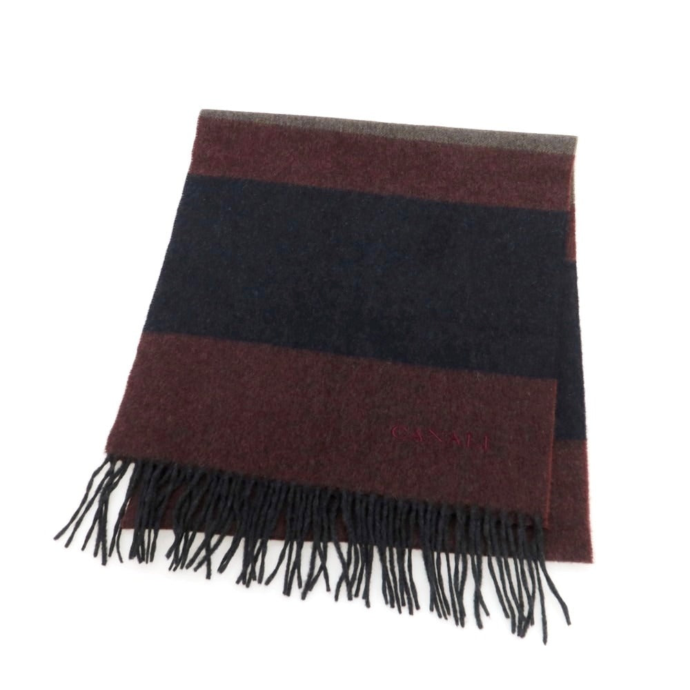 【中古】カナーリ CANALI カシミヤ マフラー ボルドーxダークネイビー【 状態ランクA 】【 メンズ 】