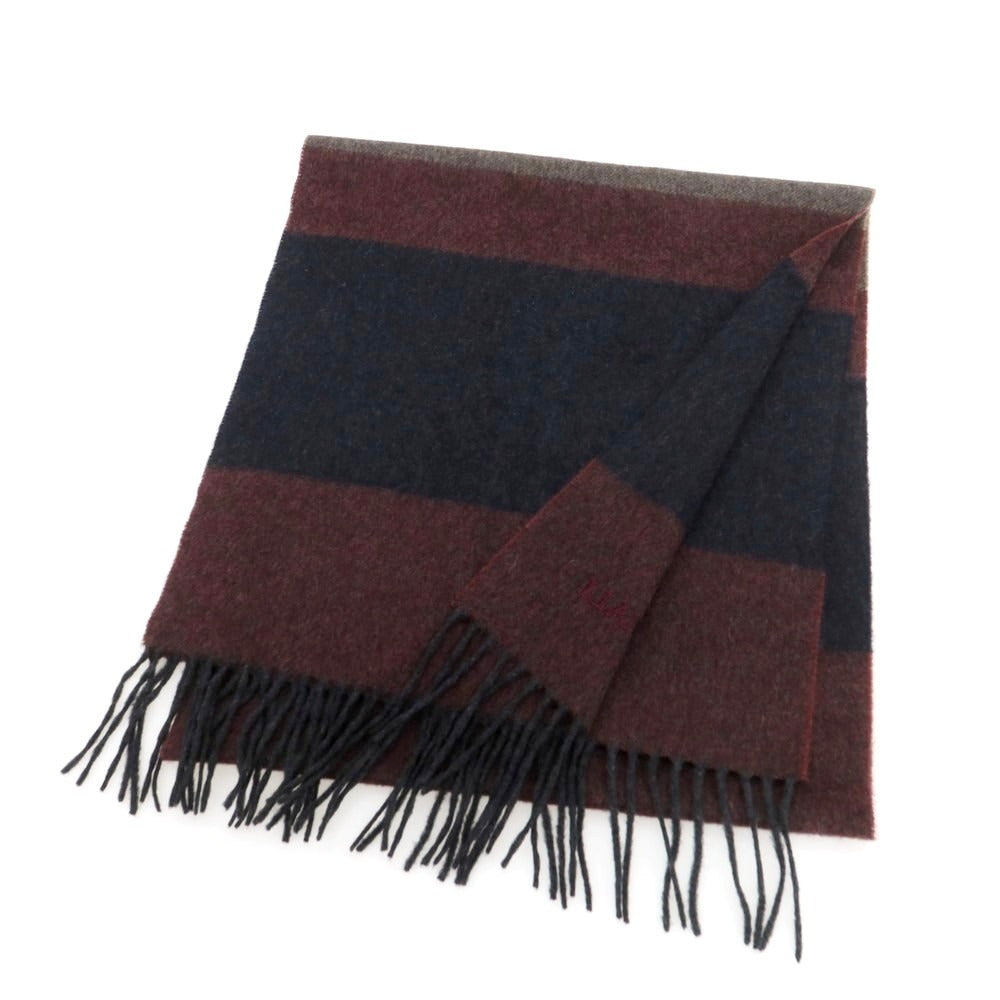 【中古】カナーリ CANALI カシミヤ マフラー ボルドーxダークネイビー【 状態ランクA 】【 メンズ 】 [CPD]