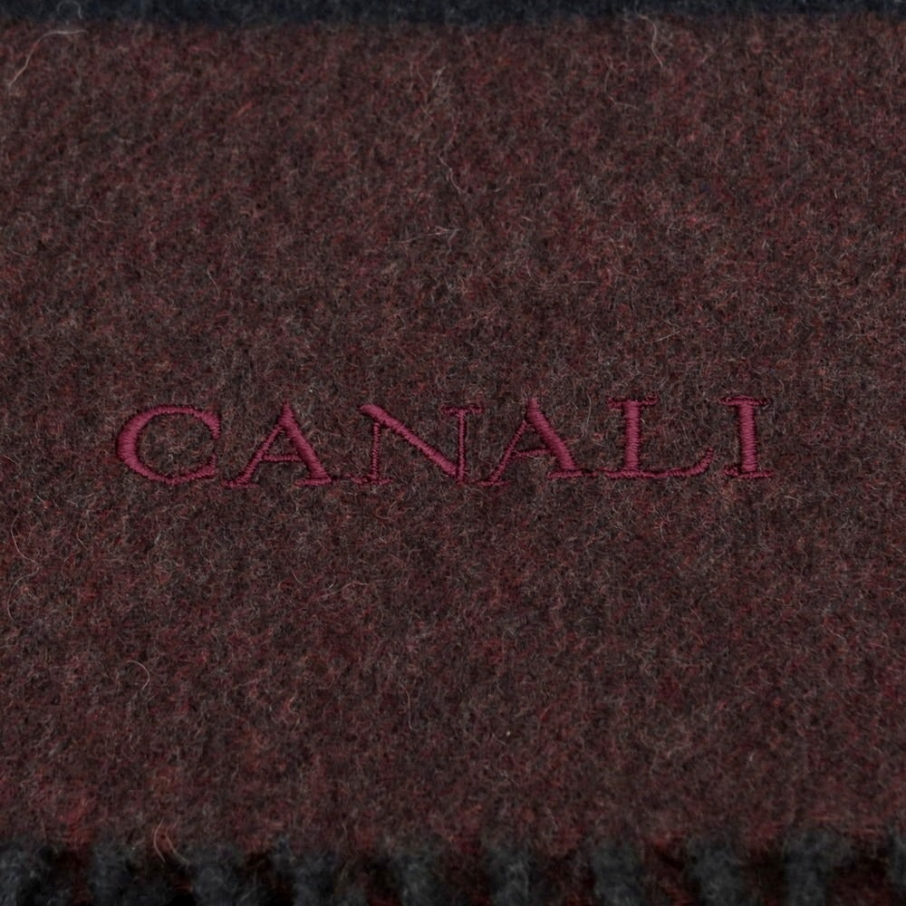 【中古】カナーリ CANALI カシミヤ マフラー ボルドーxダークネイビー【 状態ランクA 】【 メンズ 】 [CPD]