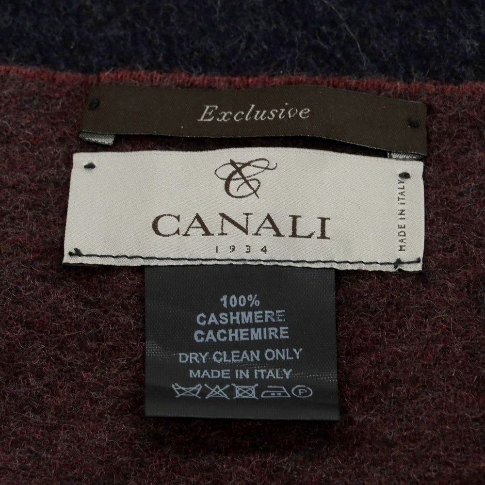 【中古】カナーリ CANALI カシミヤ マフラー ボルドーxダークネイビー【 状態ランクA 】【 メンズ 】