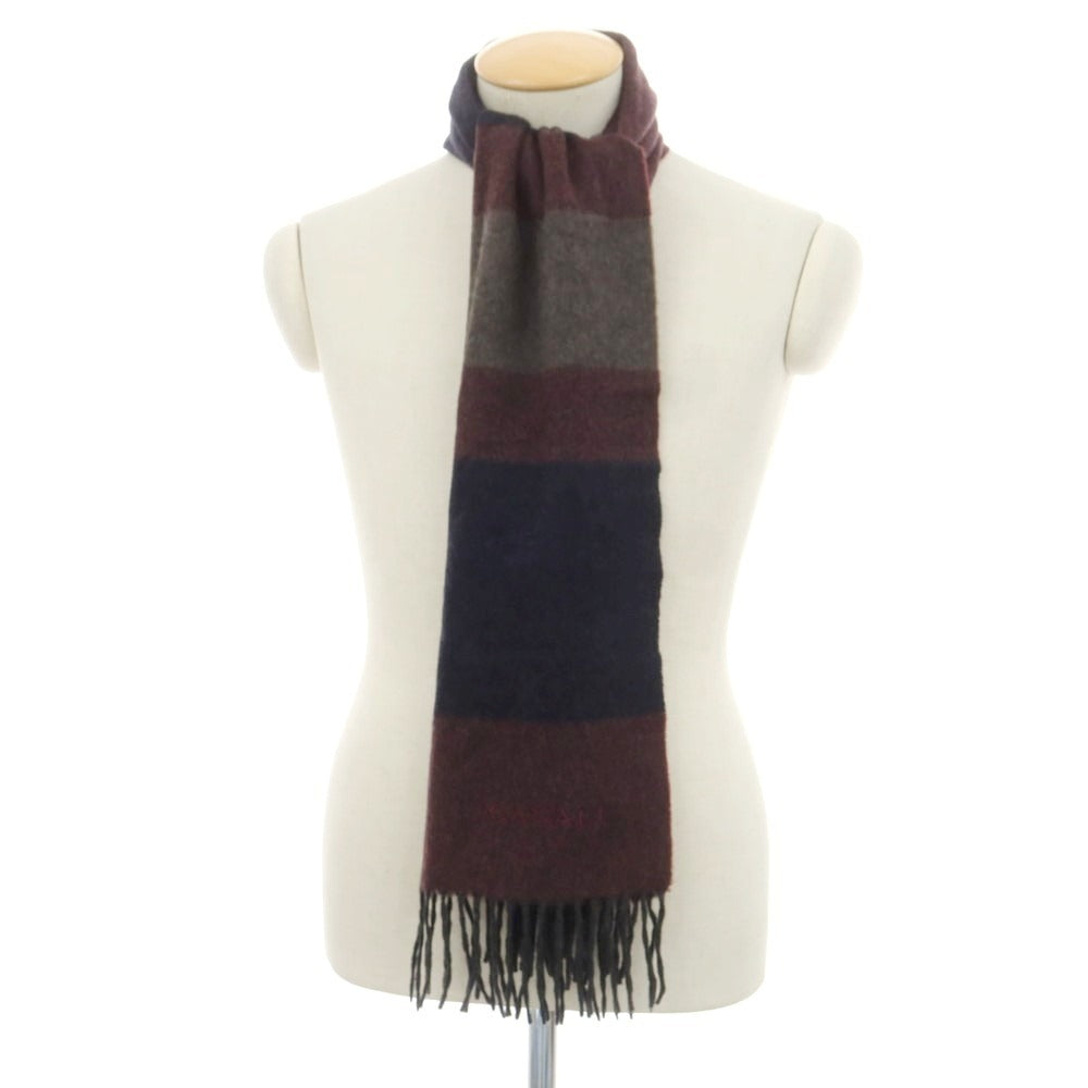 中古】カナーリ CANALI カシミヤ マフラー ボルドーxダークネイビー