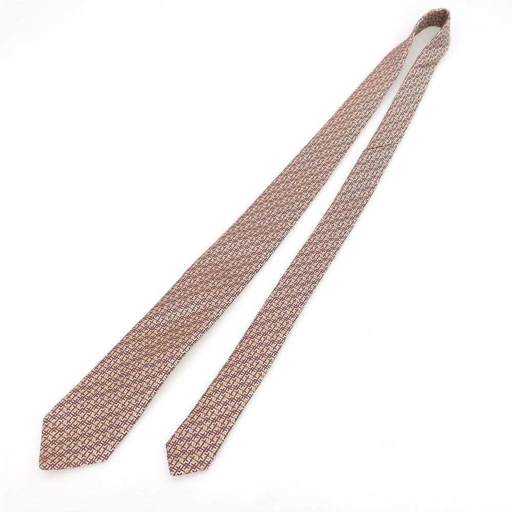 [Used] FIORIO Silk Jacquard Necktie Red Brown x White [Condition Rank B] [Men&