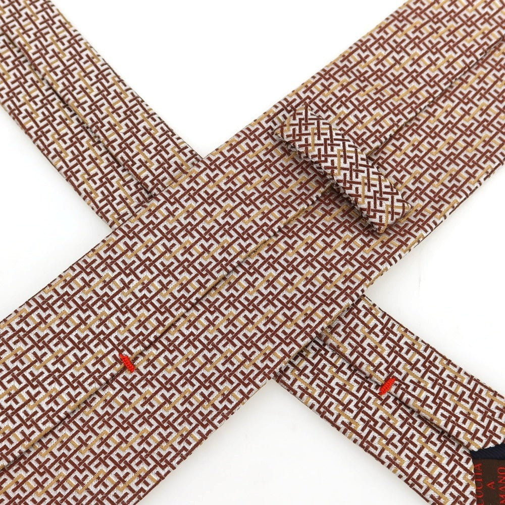 [Used] FIORIO Silk Jacquard Necktie Red Brown x White [Condition Rank B] [Men&