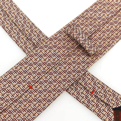 [Used] FIORIO Silk Jacquard Necktie Red Brown x White [Condition Rank B] [Men&