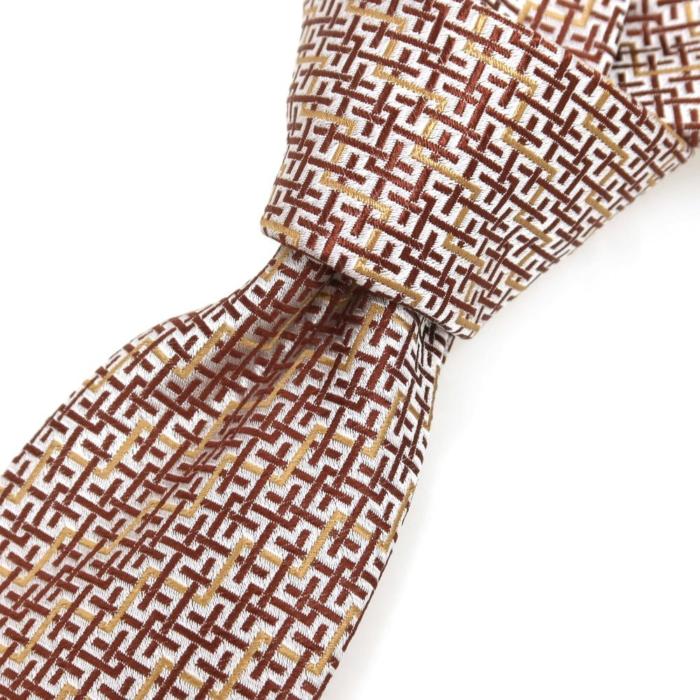 [Used] FIORIO Silk Jacquard Necktie Red Brown x White [Condition Rank B] [Men&