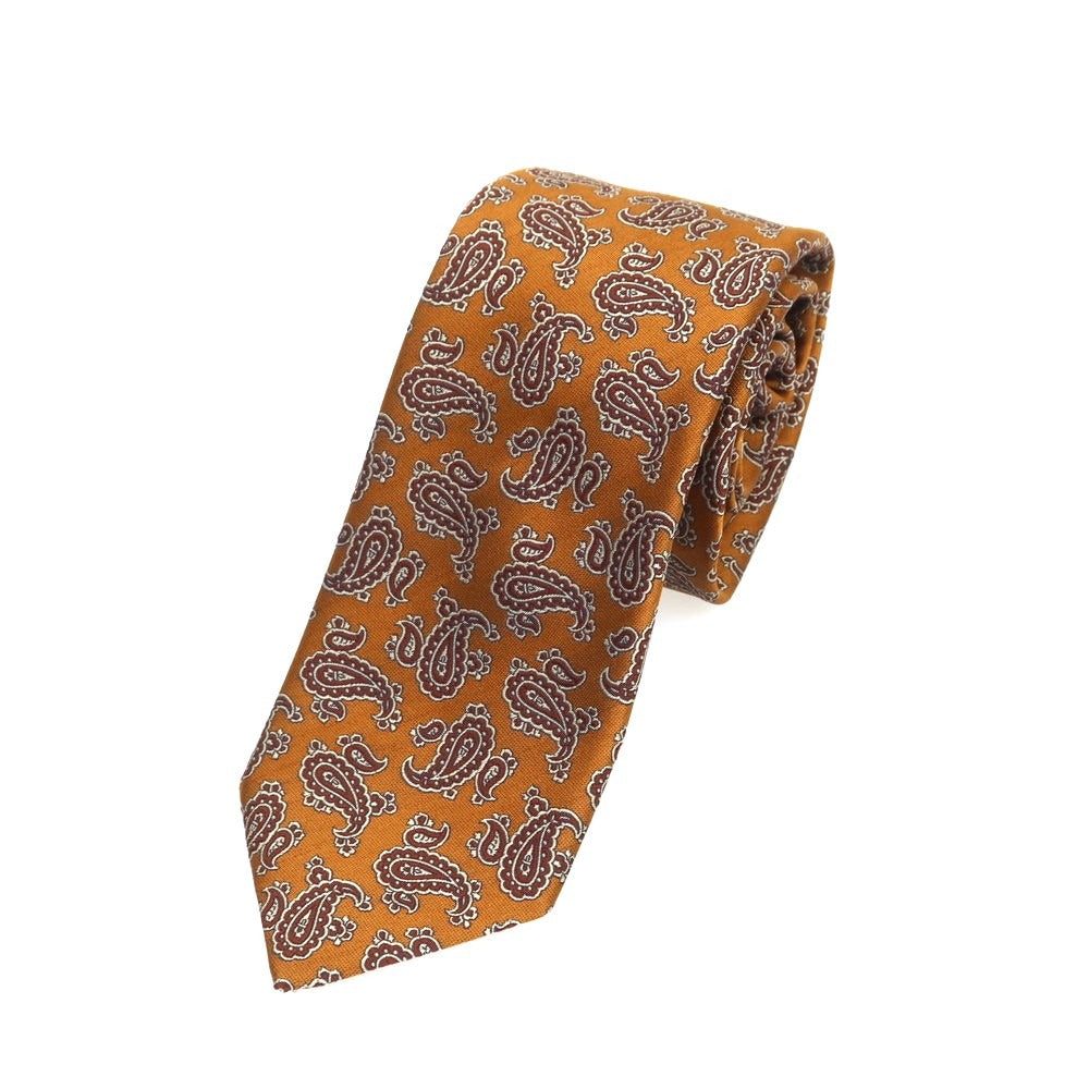 [Used] Leonardo Tazzari Silk Paisley Pattern Necktie Orange Brown [Condition Rank B] [Men&