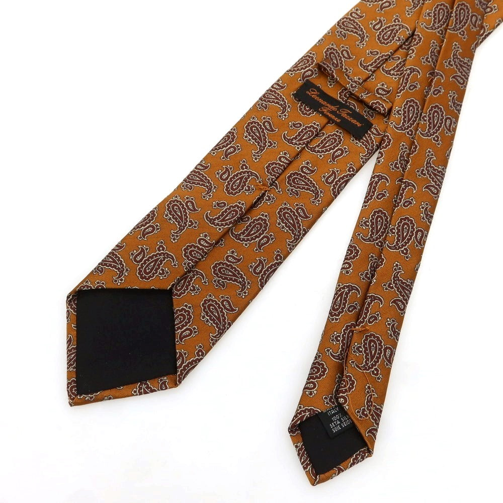 [Used] Leonardo Tazzari Silk Paisley Pattern Necktie Orange Brown [Condition Rank B] [Men&