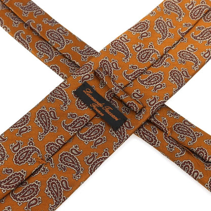 [Used] Leonardo Tazzari Silk Paisley Pattern Necktie Orange Brown [Condition Rank B] [Men&