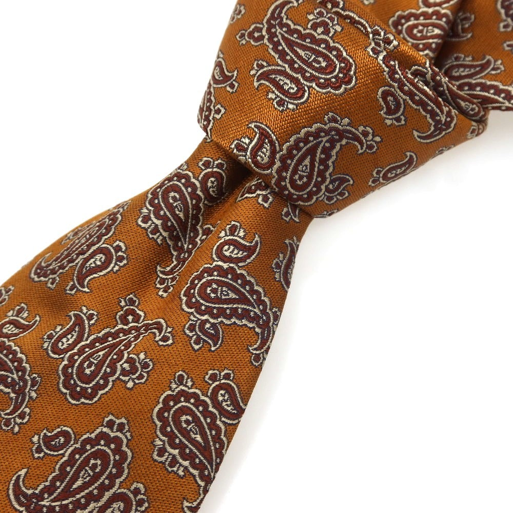 [Used] Leonardo Tazzari Silk Paisley Pattern Necktie Orange Brown [Condition Rank B] [Men&