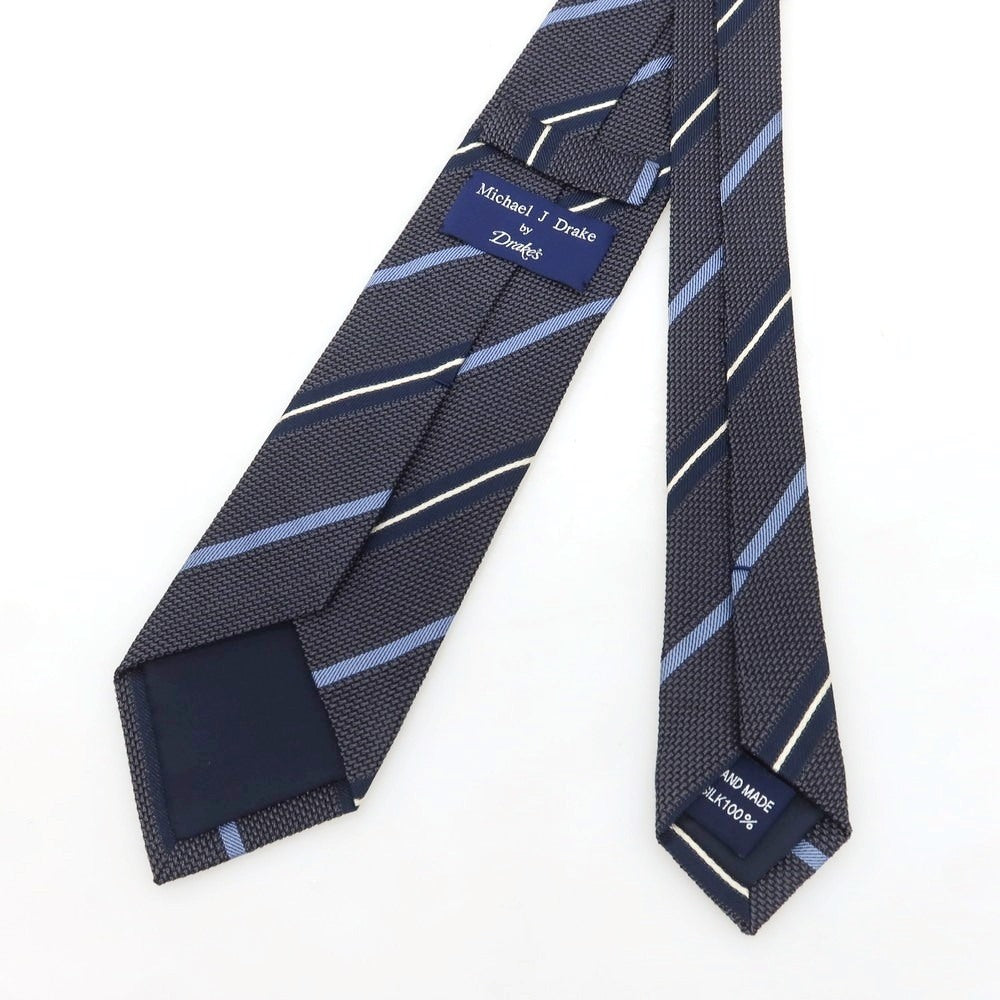 [Used] Michael J. Drake Silk Striped Tie Navy x Gray [Condition Rank B] [Men&