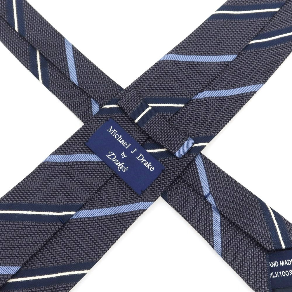 [Used] Michael J. Drake Silk Striped Tie Navy x Gray [Condition Rank B] [Men&