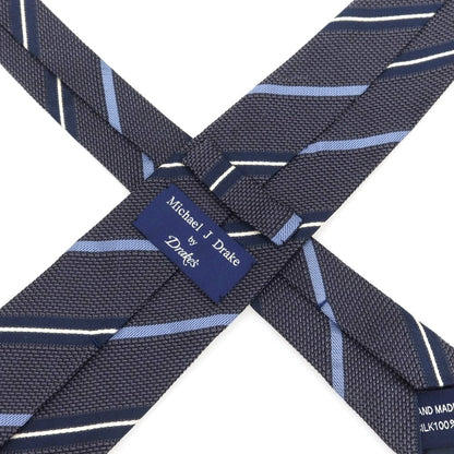 [Used] Michael J. Drake Silk Striped Tie Navy x Gray [Condition Rank B] [Men&