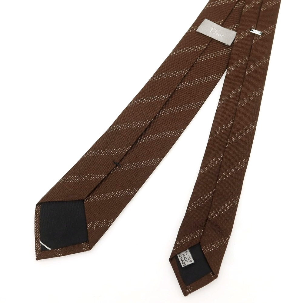 [Used] Dior Homme Silk Striped Narrow Tie Brown x White [Condition Rank B] [Men&