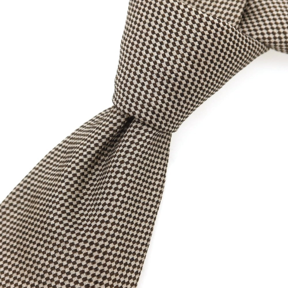 [Used] Les Copains Silk Checkered Necktie Dark Brown x Beige [Condition Rank B] [Men&