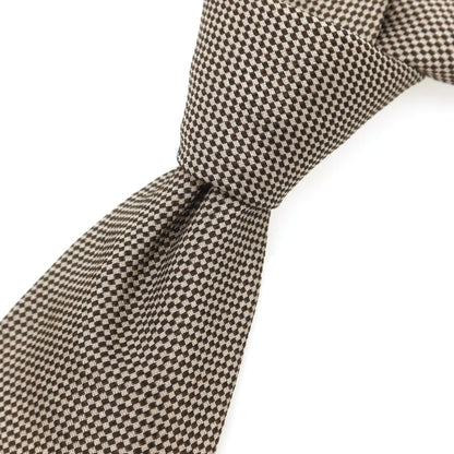 [Used] Les Copains Silk Checkered Necktie Dark Brown x Beige [Condition Rank B] [Men&