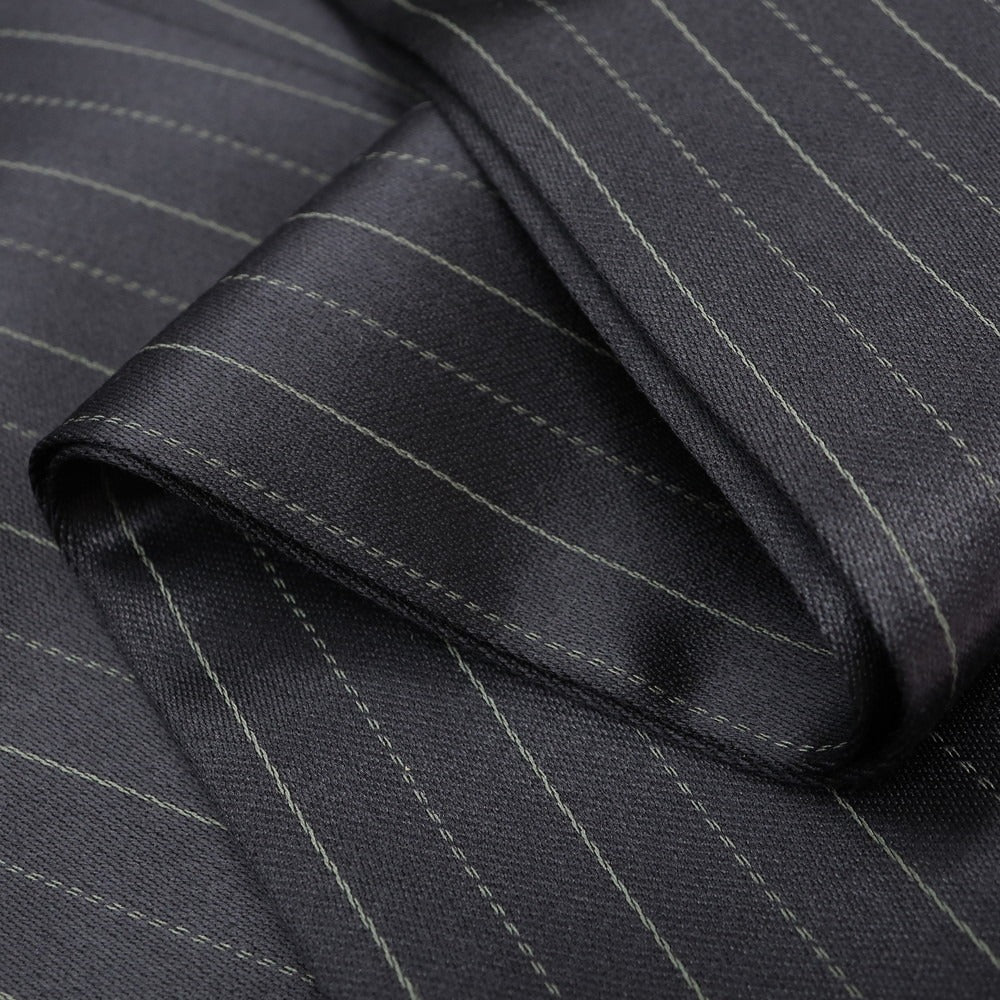[Used] ARMANI COLLEZIONI Wool Silk Polyester Striped Dress Slacks Pants Navy [52] [Condition Rank B] [Men&