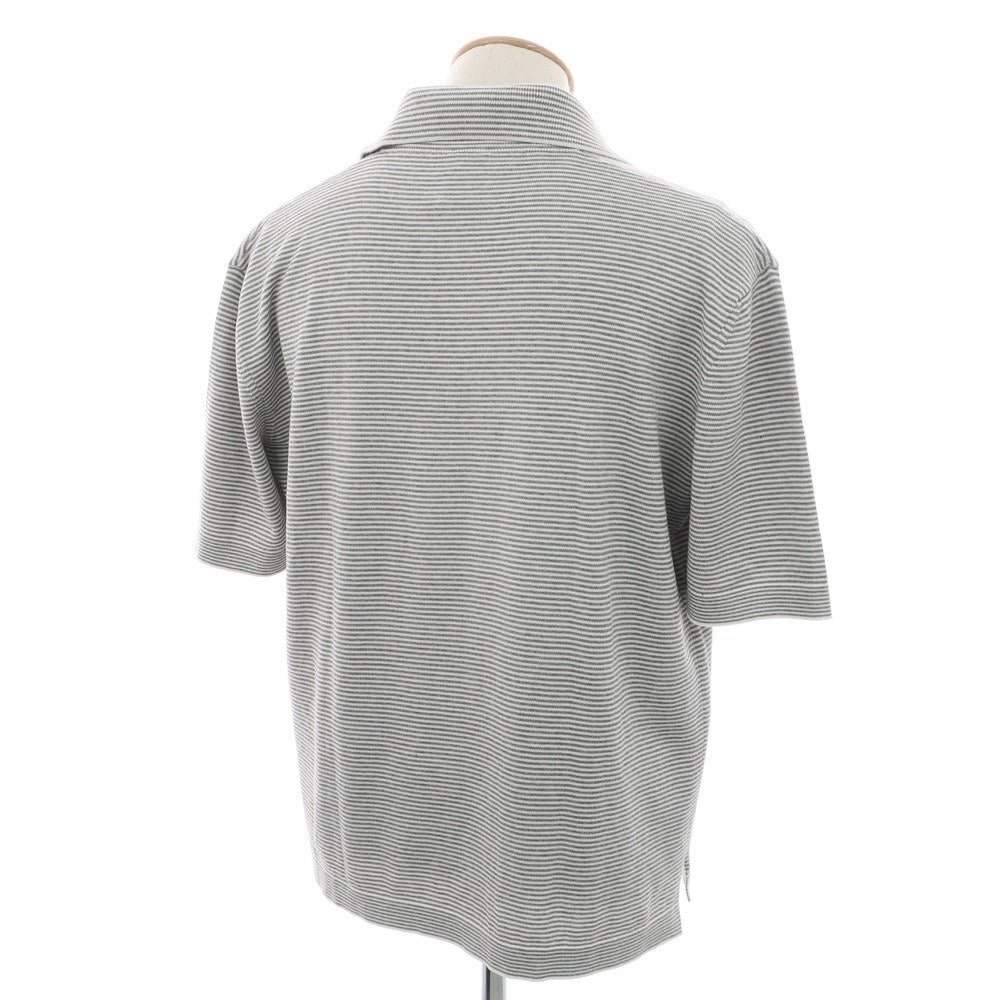[Used] Buffy High Gauge Cotton Border Skipper Polo Knit Gray x White [46] [Condition Rank B] [Men&