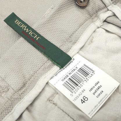 [Used] BERWICH Stretch Cotton Lyocell Casual Slacks Pants Beige [46] [Condition Rank B] [Men&